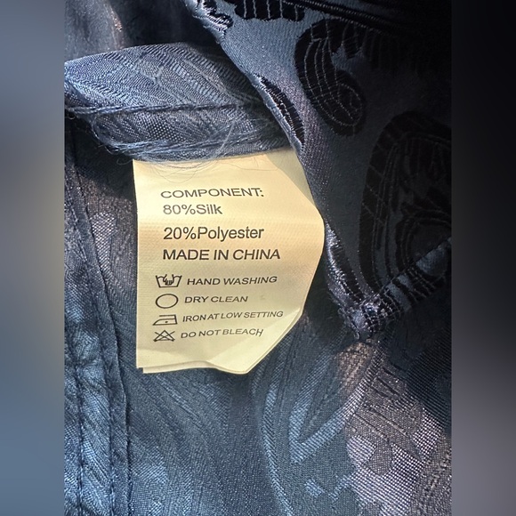 DiBanGu Men’s Blue Paisley Silk Blend Long Sleeve Button Down Shirt Size XL NWT - Picture 7 of 7